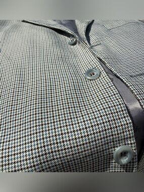 Pronto Moda Houndstooth Mens 42R Sport Coat Lana Luxury Jacket Silk Blend Blazer